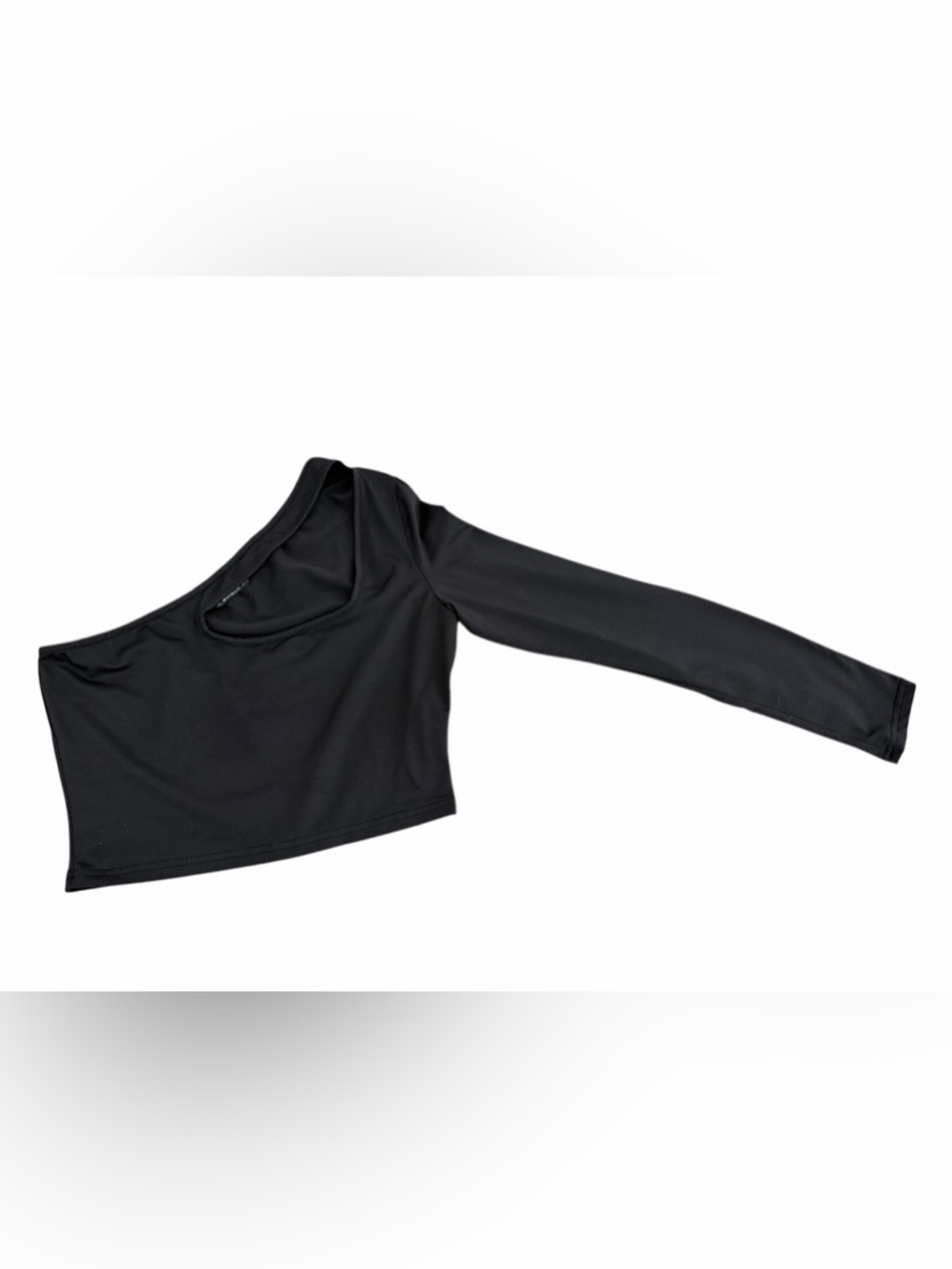 Black Asymmetric One-Shoulder Cut Out Crop Top